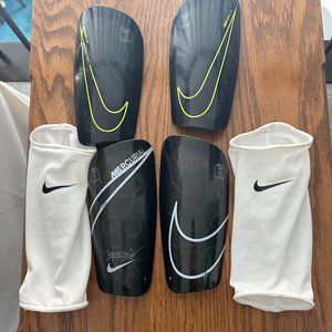 Set of 2 Nike Shin Guard With 1 Set of Sleeves for the Shin Guards Gently Used